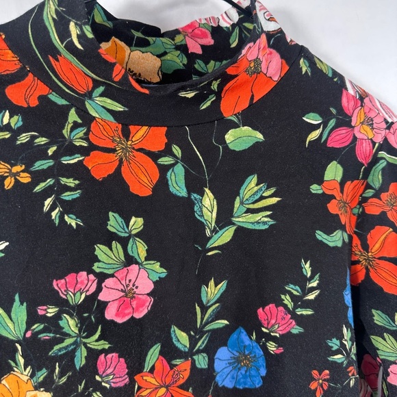 Maeve Floral Mock Neck Long Sleeve Shirt Womens Size Petite Medium - Picture 6 of 11